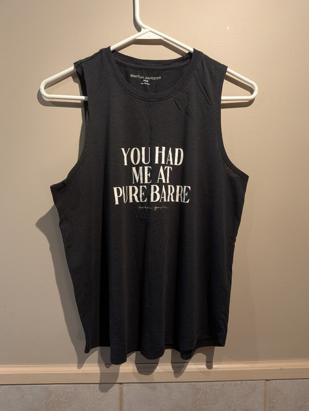 Spiritual Gangster x Pure Barre, You Had Me At Pure Barre Tank, Black, Size L